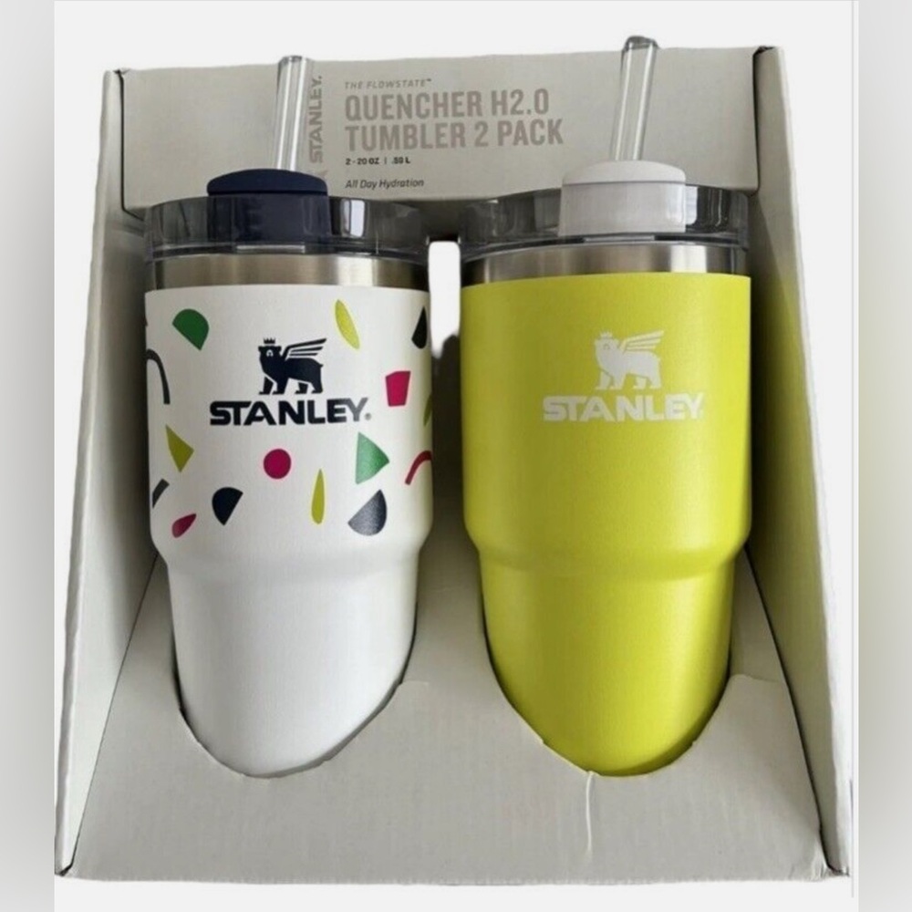 NEW Stanley 20 oz Flowstate Quencher Tumbler - 2-Pack Confetti Cup Yellow White